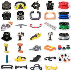 termoplastiniai liejimo būdu pagaminti elektrinių įrankių komponentai